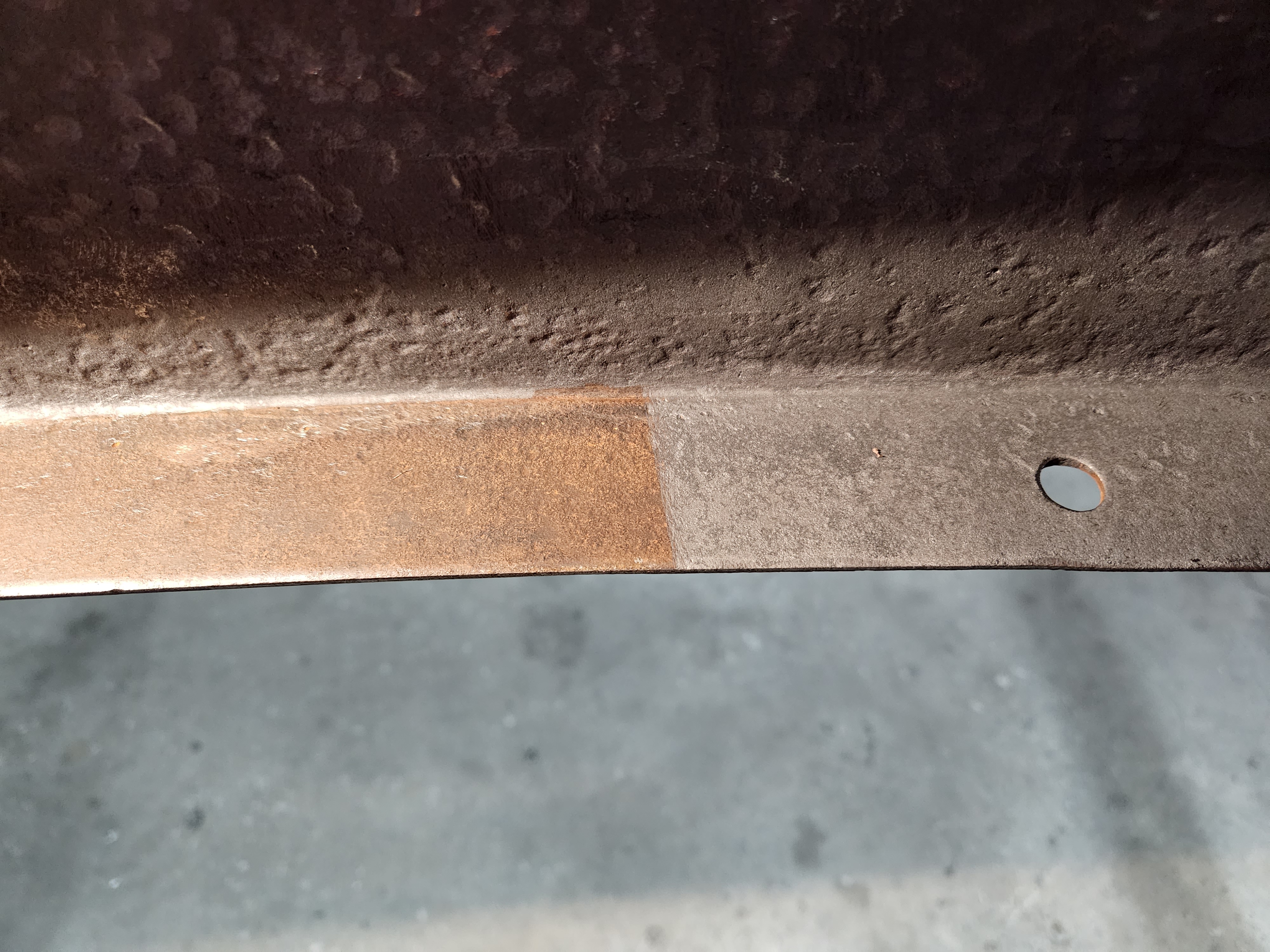 Upper frame rail using laser to remove rust